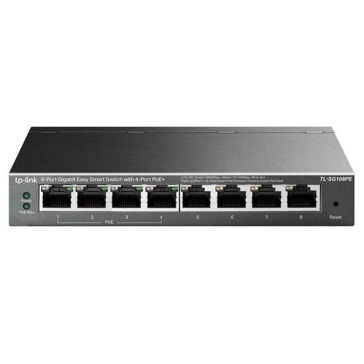 TL-SG108PE Omada 8-Port, 10/100/1000Mbps RJ45 Ports, IEEE 802.3i/u/ab/af/x/q/p 768159 FCC, CE, RoHS