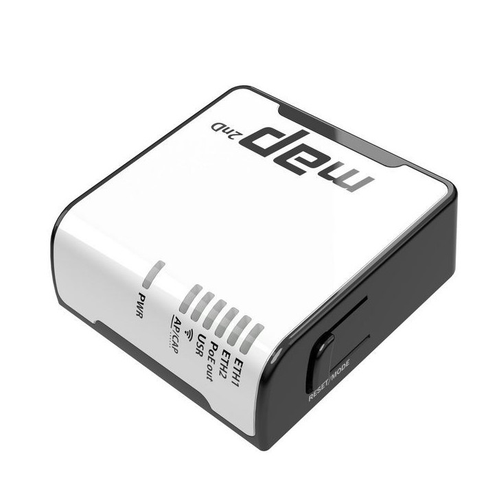 RBMAP2ND MikroTik 650 MHz, 64 MB RAM, Wi-Fi 802.11b/g/n, 2.4GHz, PoE, microUSB, 11-57 V, RouterOS, 68 x 68 x 19 mm MAP 1,2 dBi