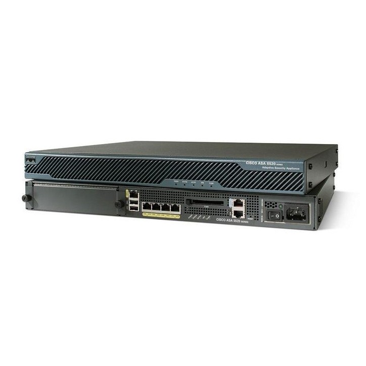 ASA5520-BUN-K9-RFB Cisco 4x Gigabit Ethernet, 1x Fast Ethernet, up to 450 Mbps, 150VLANs, 512 MB RAM, 64 MB flash, 3DES/AES 450 