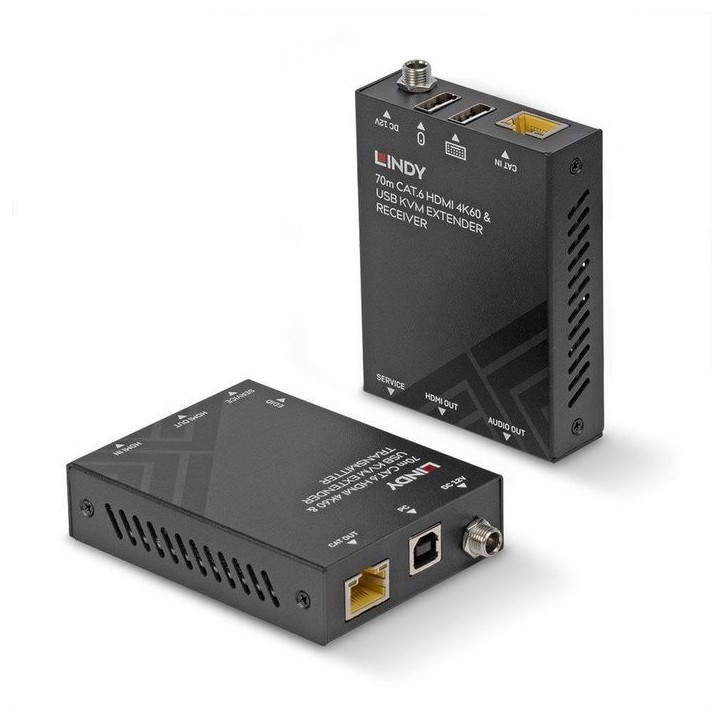 39383 Lindy 70m Cat.6 HDMI 4K60, USB and Audio KVM Extender 18 Gbit/s