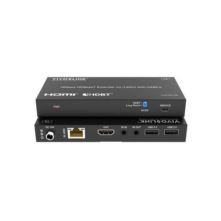 VLKVM150 Vivolink 18Gbps HDBaseT KVM kit (150m) with USB 2.0 Cat6a/Cat7