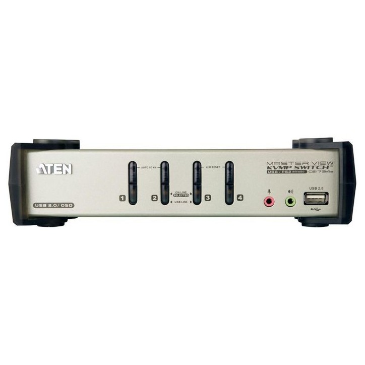 CS1734B-AT-G Aten 4-Port USB - PS/2 VGA KVM Switch with Audio & USB 2.0 Hub (KVM Cables included)