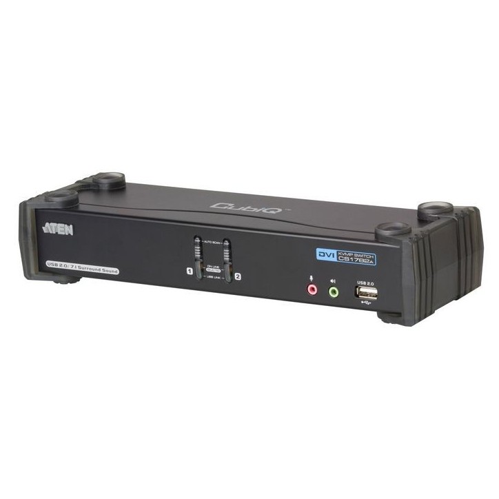 CS1782A-AT-G Aten 2-Port USB DVI Dual Link KVM Switch with Audio & USB 2.0 Hub (KVM cables included)