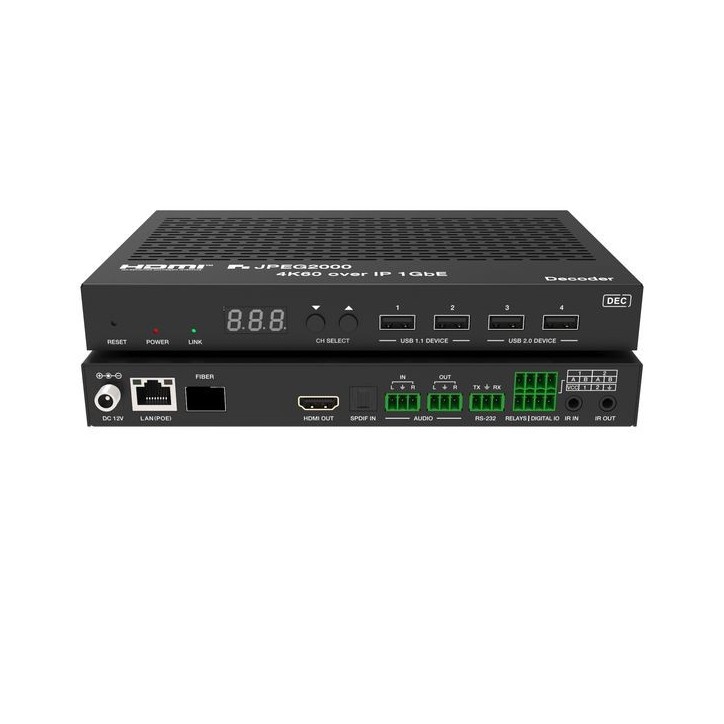 VLVWIP2000-DEC Vivolink JPEG2000 4K60 HDR AV over IP with KVM and eARC/ARC