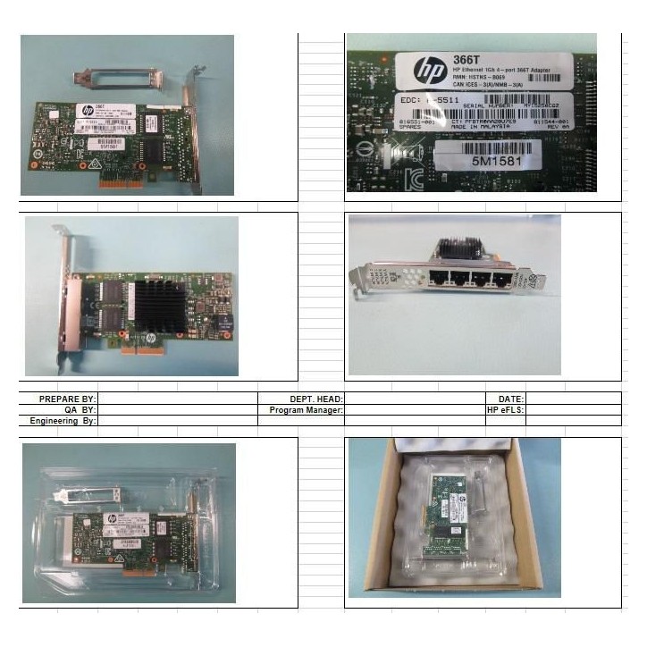 816551-001 Hewlett Packard Enterprise Ethernet 1Gb, 4-port 366T adapter, 4x10/100/1000BASE-T RJ45 ports 811546-B21
