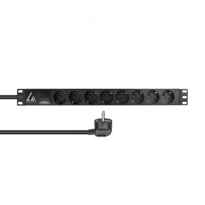 LVR-3MSCH-SPD-SCH8 LVR-3MSCH-SPD-SCH8 Lanview 19'' rack mount power strip, 3m, 16A with 8 x Schuko F outlets Black