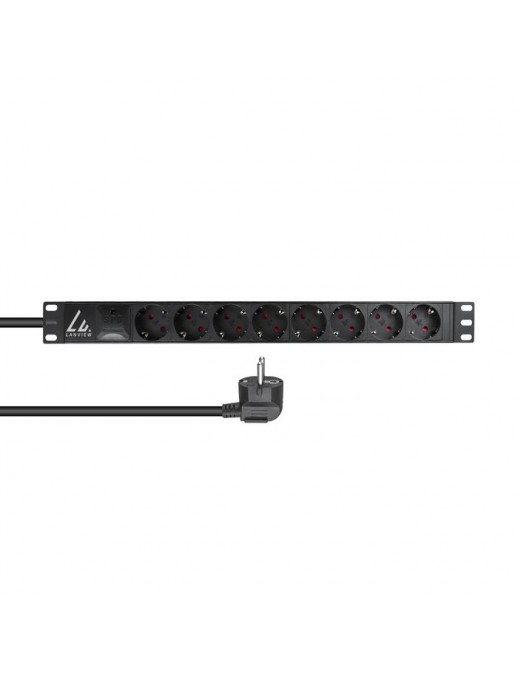 LVR-3MSCH-SPD-SCH8 LVR-3MSCH-SPD-SCH8 Lanview 19'' rack mount power strip, 3m, 16A with 8 x Schuko F outlets Black