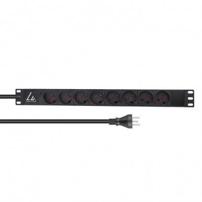 LVR-2MDK-LIC-DK8 LVR-2MDK-LIC-DK8 Lanview 19'' rack mount power strip, 2m, 13A with 8 x danish type K socket Horizontal
