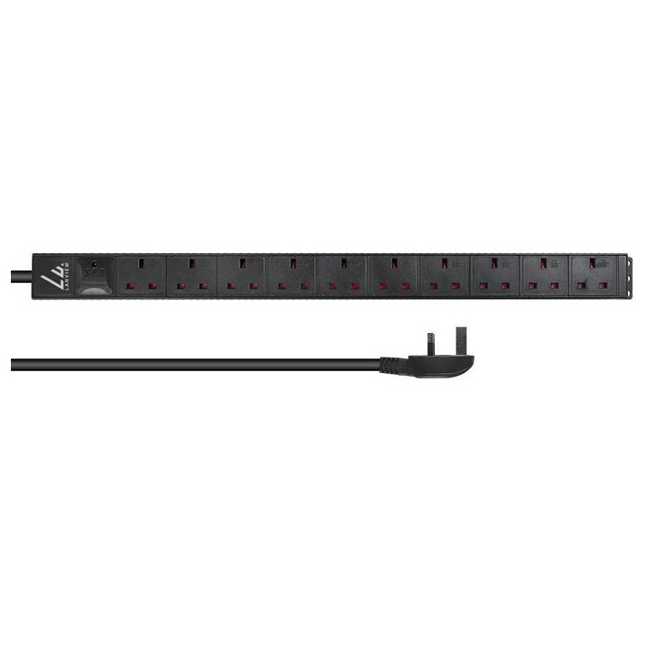LVR-3MUK-SPD-UK10 Lanview UK Rack mount power strip, 5m, 13A with 10 x UK socketsvertical PDU Vertical