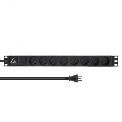 LVR-2MDK-SPD-DK8 LVR-2MDK-SPD-DK8 Lanview 19'' rack mount power strip 13A with 8 x danish type K socket Horizontal