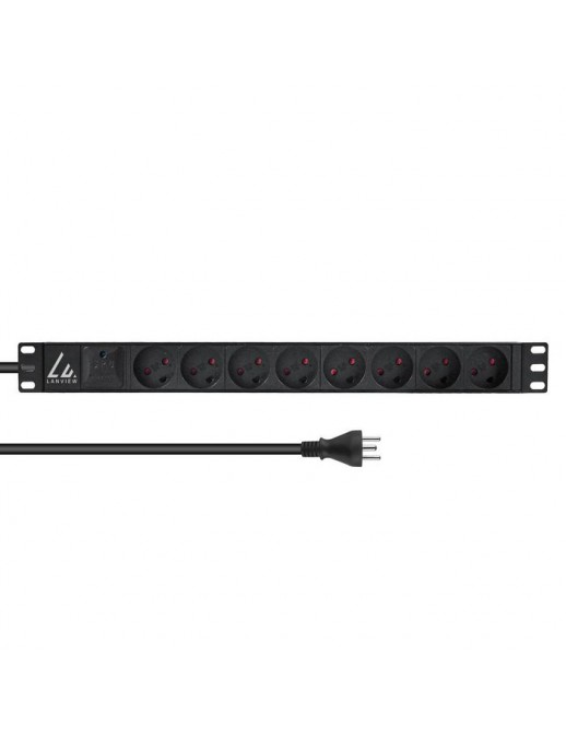 LVR-2MDK-SPD-DK8 LVR-2MDK-SPD-DK8 Lanview 19'' rack mount power strip 13A with 8 x danish type K socket Horizontal