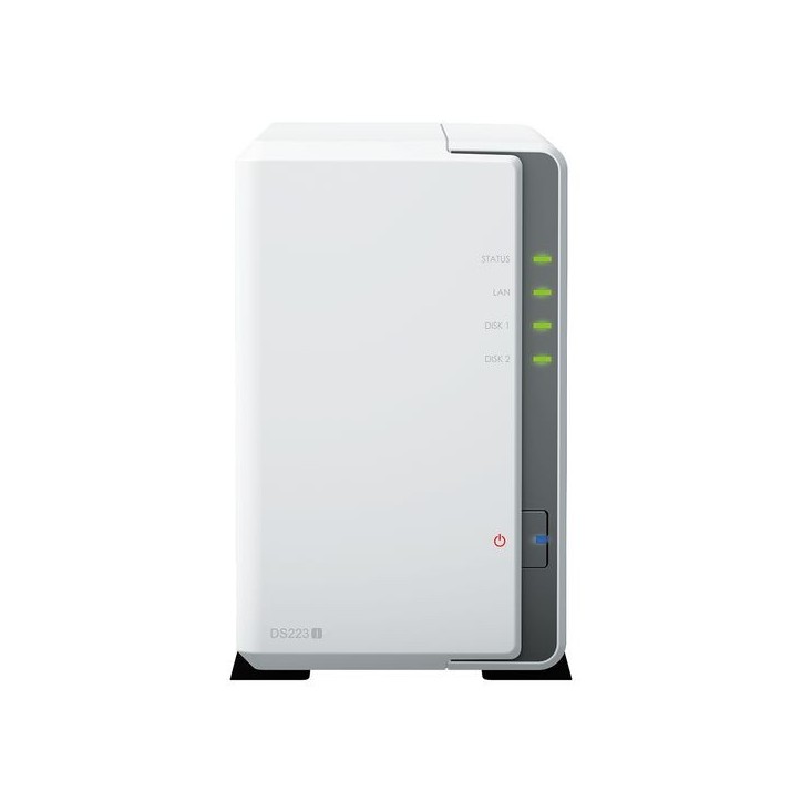 DS223J Synology 4-core 1.7 GHz, 1 GB DDR4 non-ECC, Realtek RTD1619B, 3.5"/2.5", 165 mm x 100 mm x 225.5 mm, 0.88 kg UN3091 - Lit