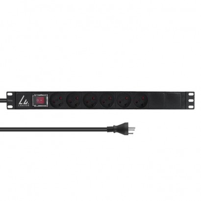 LVR-3MDK-SW-DK6 LVR-3MDK-SW-DK6 Lanview 19'' rack mount power strip, ON/OFF switch 13A with 6 x Danish type K socket Horizontal