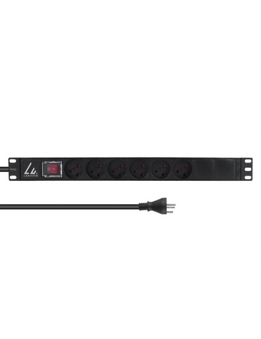 LVR-3MDK-SW-DK6 LVR-3MDK-SW-DK6 Lanview 19'' rack mount power strip, ON/OFF switch 13A with 6 x Danish type K socket Horizontal