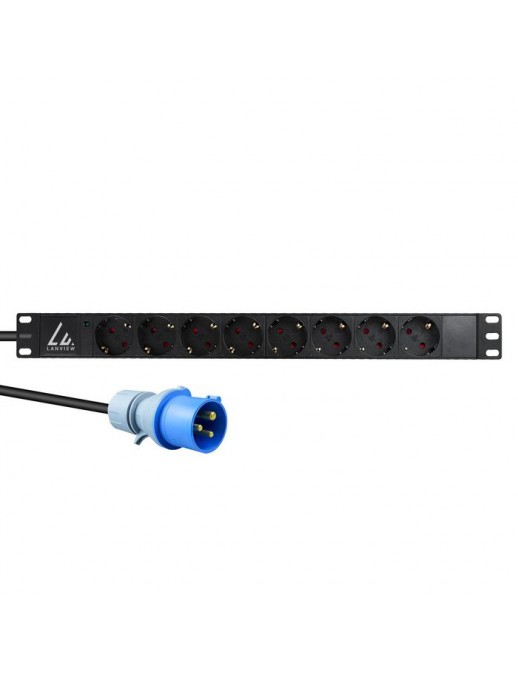 LVR-3MIEC-LIC-SCH8 Lanview 19'' rack mount power strip, 3m, 16A with 8 x Schuko type F socket Horizontal