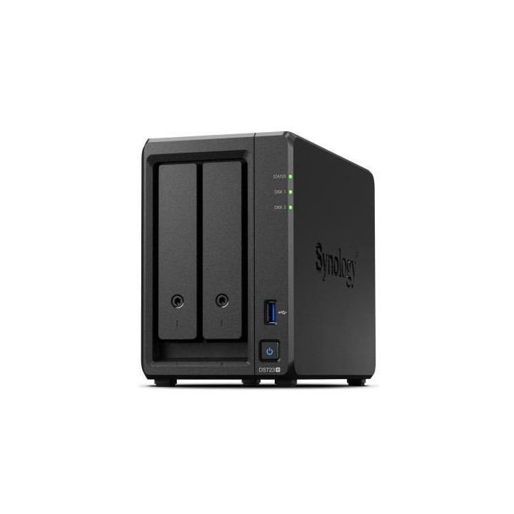 DS723+ Synology 2 x 3.5"/2.5" SATA HDD/SSD, 2 x M.2 2280 NVMe SSD Slot, AMD Ryzen R1600, Gigabit Ethernet, eSATA, USB 3.2 Gen 1,