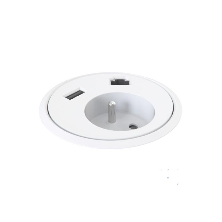 935-PD32W Kondator Type E, RJ45 CAT6, USB Charger 5V, 2100 mA, White 9358301201 Basic