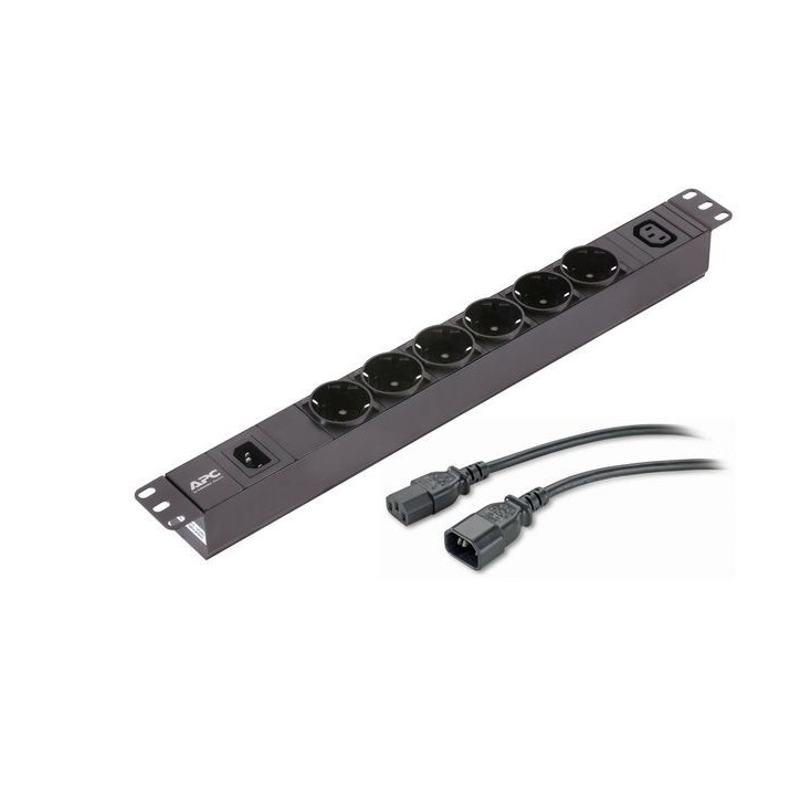 EPDU1010B-SCH APC Easy Rack PDU, Basic, 1U, 1 Phase, 2.3kW, 230V, 10A, 6 SCHUKO and 1 C13 outlets, IEC60320 C14 inlet Aluminium