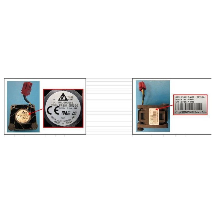 878537-001 Hewlett Packard Enterprise Fan module designed for HPE ProLiant servers, dimensions 40x40x28mm, 12V power, ensures ef