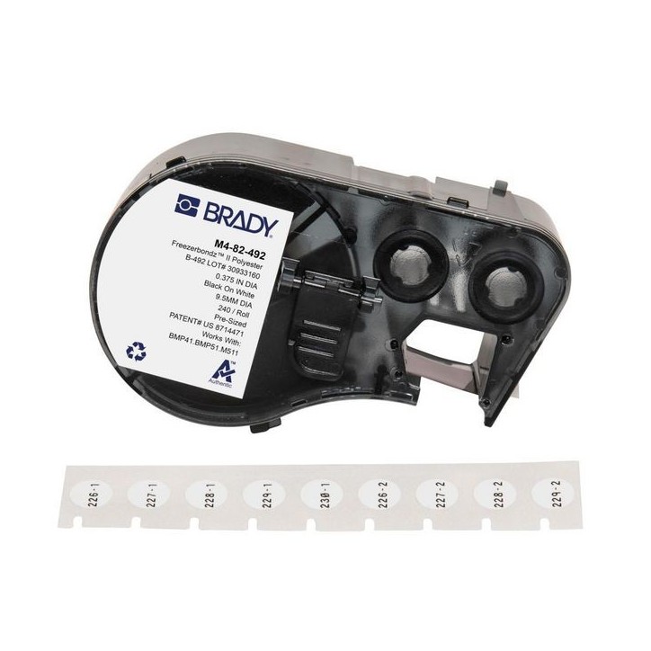 M4-82-492 Brady Ultra Thin Polyester, 9.54mm diameter, White, 240pcs M4-82-492, 170778