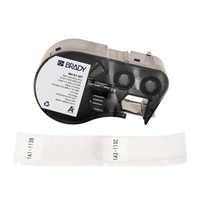 M4-51-427 Brady Self-laminating Vinyl, 25.4 x 63.5mm, White, 110pcs M4-51-427, 170749