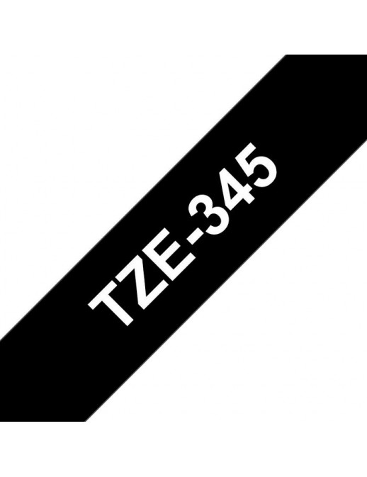 TZE-345 Brother White on black Laminated tape 18mm x 8m