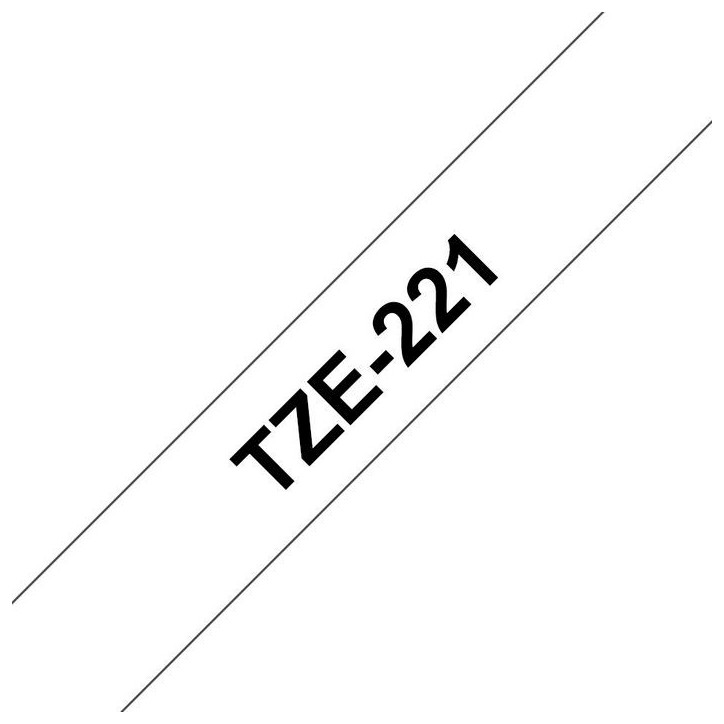 TZE-221 Brother Black on White, 8 m, 9 mm, TZe Black on white
