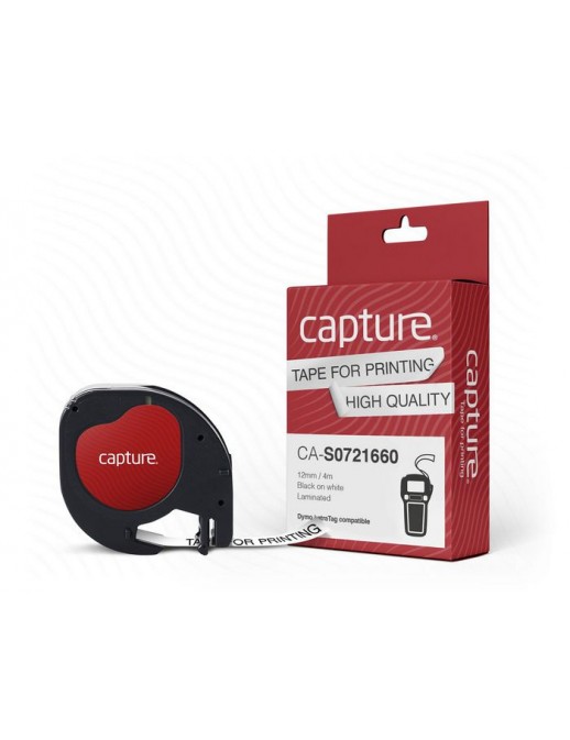 CA-S0721660 CA-S0721660 Capture S0721660 LetraTag compatible 12mm x 4.0m Black on White Plastic Labeltape S0721660 S0883990
