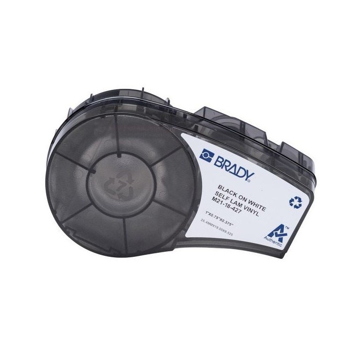 M21-18-427 Brady Self-Laminating Vinyl Wrap Around Labels with Ribbon, Pre-Sized, for M210 M211 Printers - 0.75" x 1" M21-18-427