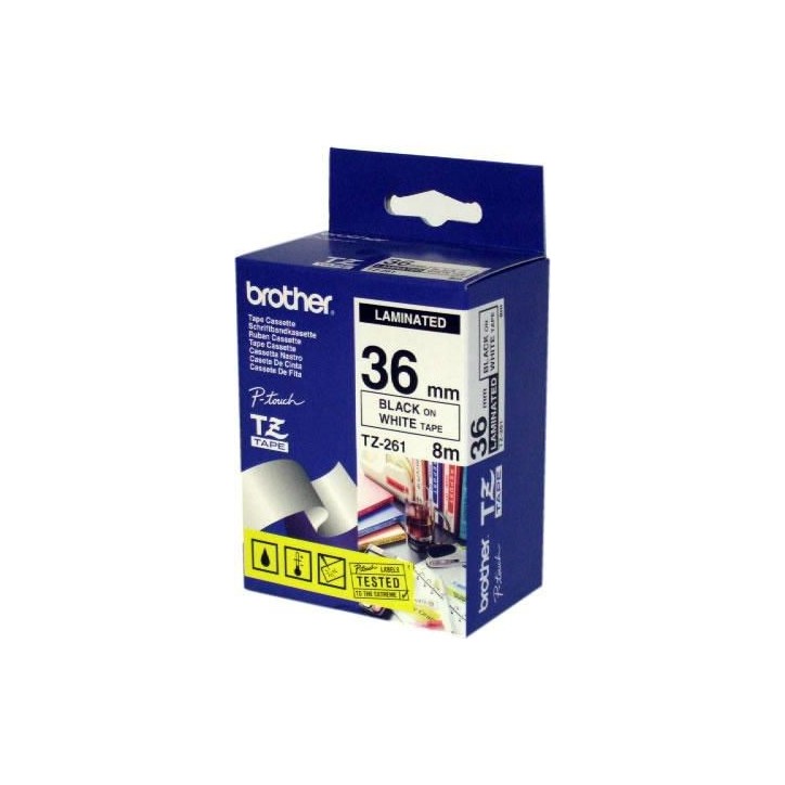 TZ-261 Brother Gloss Laminated Labelling Tape - 36 mm x 8m, Black on White TZE-261 Brother TZ-261 Brother Gloss Laminated Labelling Tape - 36 mm x 8m, Black on White TZE-261 Brother