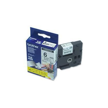 TZ211 TZ211 Brother Black on White Gloss Laminated Tape, 6mm TZ