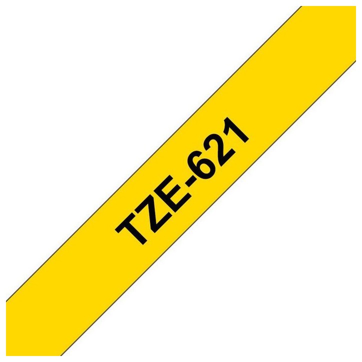 TZE621 Brother 9mm Gloss Black on Yellow