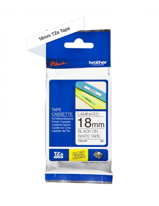 TZE241 TZE241 Brother Laminated labelling tape TZe-241, Black on White Labelling Tape –18mm wide X 8m TZE-241 Black on white