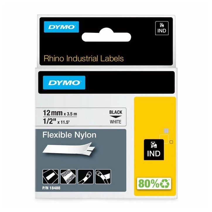 18488 DYMO IND Flexible Nylon, 12mm x 3.5m 18488 Rhino