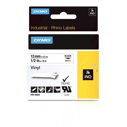 18444 18444 DYMO IND Vinyl Labels, 12mm x 5.5m V150008 DYMO Features DSE