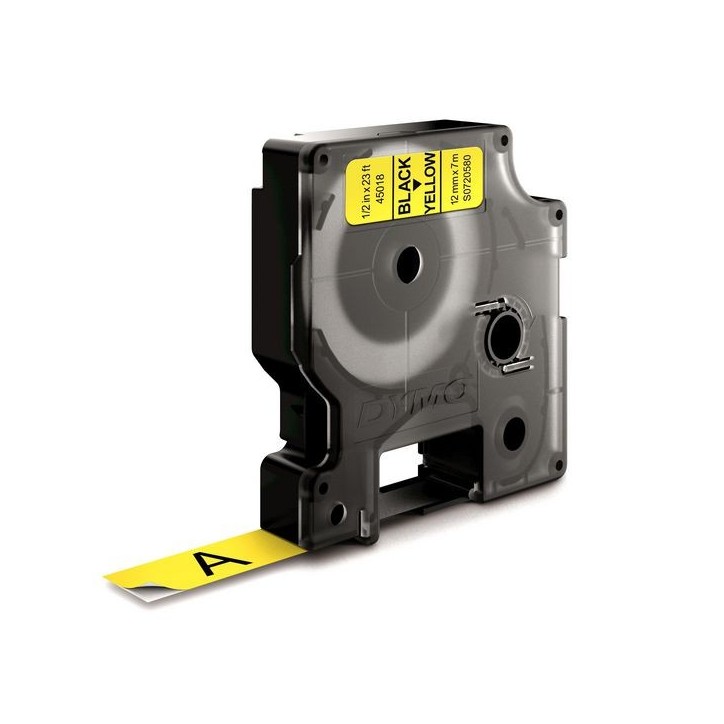 S0720580 DYMO D1 - Standard Labels - Black on Yellow - 12mm x 7m 45018 DYMO