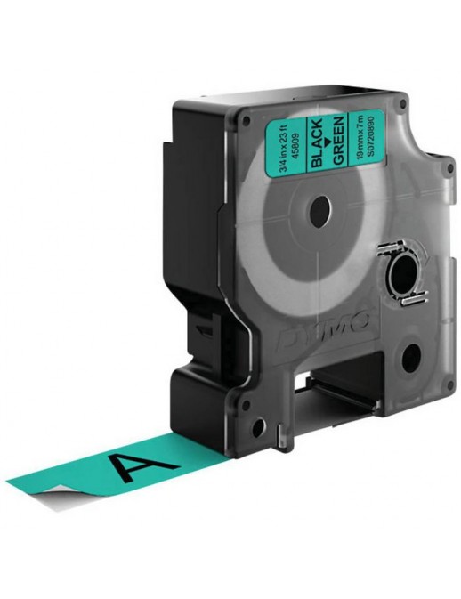 S0720890 DYMO D1 - Standard Labels - Black on Green - 19mm x 7m 45809 DYMO