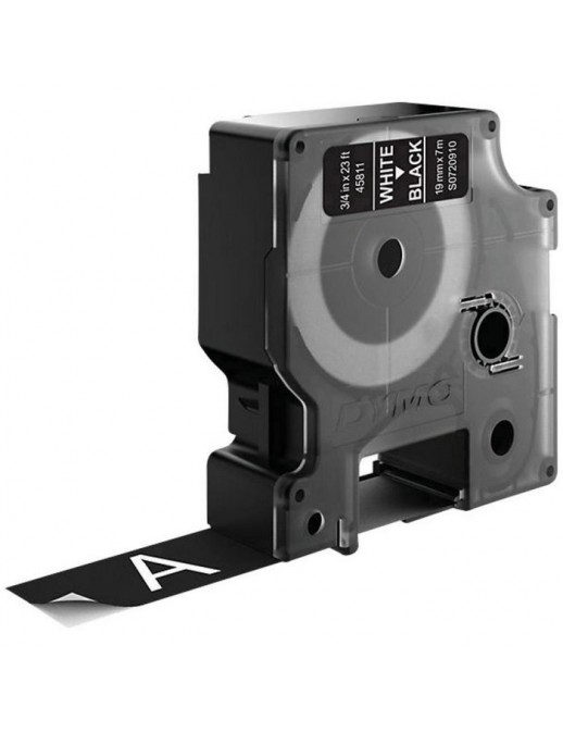 S0720910 DYMO D1 - Standard Labels - White on Black - 19mm x 7m 45811 DYMO