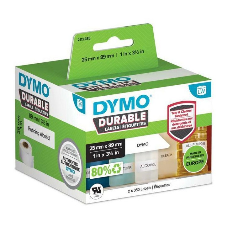 2112285 DYMO LabelWriter™ Durable Labels - 25x89mm LabelWriter Wireless, 4XL, SE450, 450 Twin Turbo, 450 Turbo, 450, 400 Twin Tu