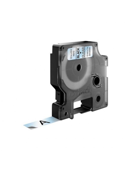 S0720500 DYMO D1 - Standard Labels - Black on Transparent - 12mm x 7m DYMO