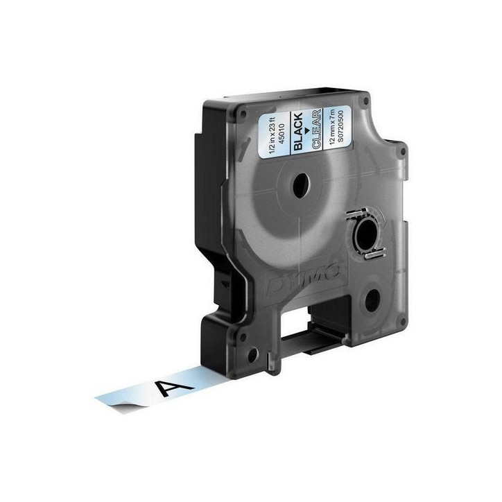 S0720500 DYMO D1 - Standard Labels - Black on Transparent - 12mm x 7m DYMO