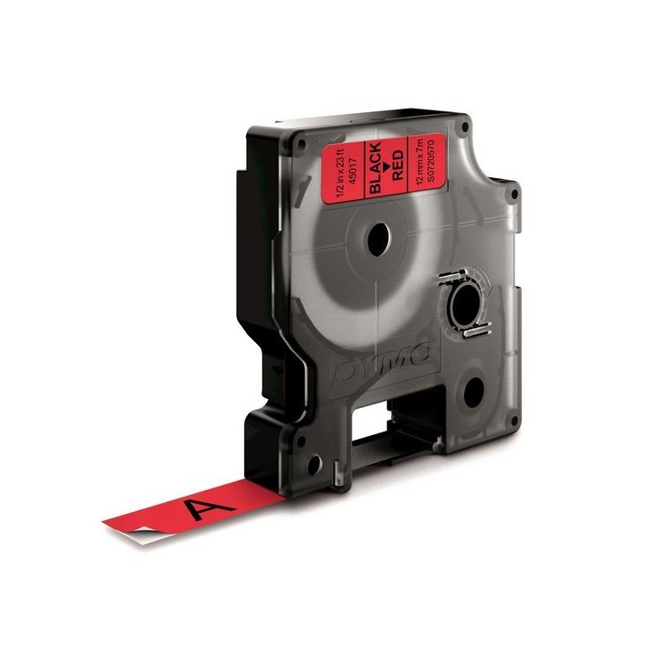 S0720570 DYMO D1 - Standard Labels - Black on Red - 12mm x 7m 45017 DYMO