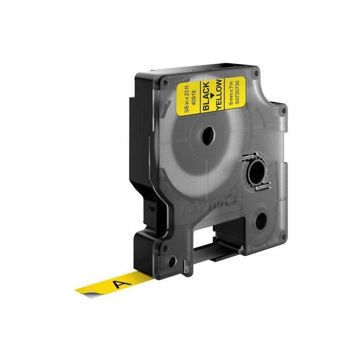 S0720730 DYMO D1 - Standard Labels - Black on Yellow - 9mm x 7m 40918 DYMO