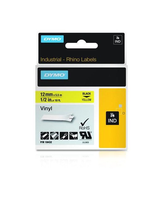 18432 DYMO IND Vinyl Labels, 12mm x 5.5m DYMO
