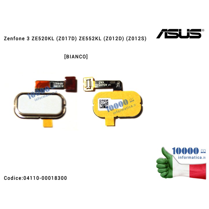 Sensore Impronta Digitale Finger Print Sensor ASUS ZenFone 3 ZE520KL (Z017D) ZE552KL (Z012D) (Z012S) [BIANCO]