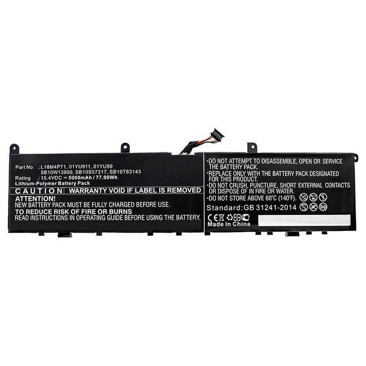 MBXLE-BA0277 CoreParts Laptop Battery for Lenovo 79.77Wh Li-Pol 15.4V 5180mAh Black, for Lenovo Notebook, Laptop ThinkPad P1 201