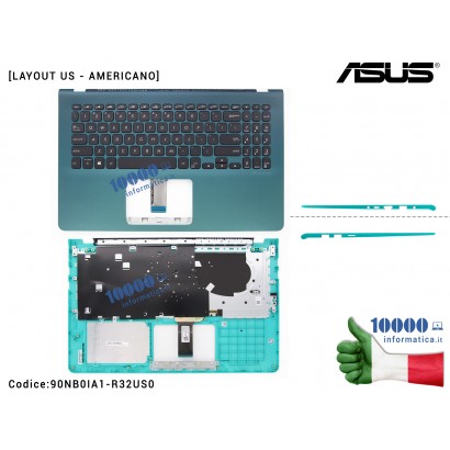 Tastiera US Retroilluminata ASUS X530 S530 [Firmament Green - VERDE] VivoBook S15 X530U X530UN...
