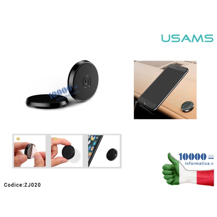 Supporto Adesivo Magnetico Auto Universale per Smartphone USAMS ZJ020 Ultra Slim Magnetic Universal Car Holder
