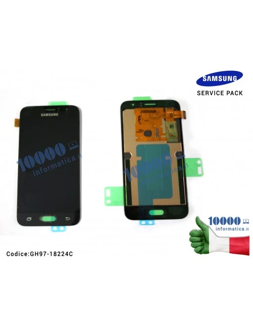 GH97-18224C Display LCD con Vetro Touch Screen SAMSUNG Galaxy J1 2016 SM-J120 (NERO)
