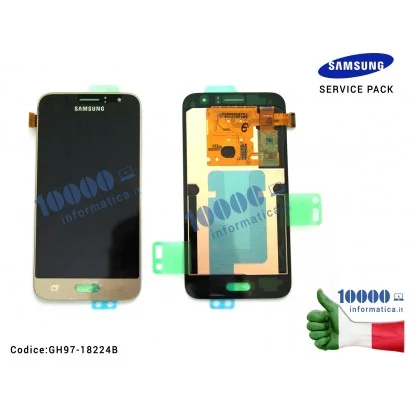 GH97-18224B Display LCD con Vetro Touch Screen SAMSUNG Galaxy J1 2016 SM-J120 (ORO/GOLD)